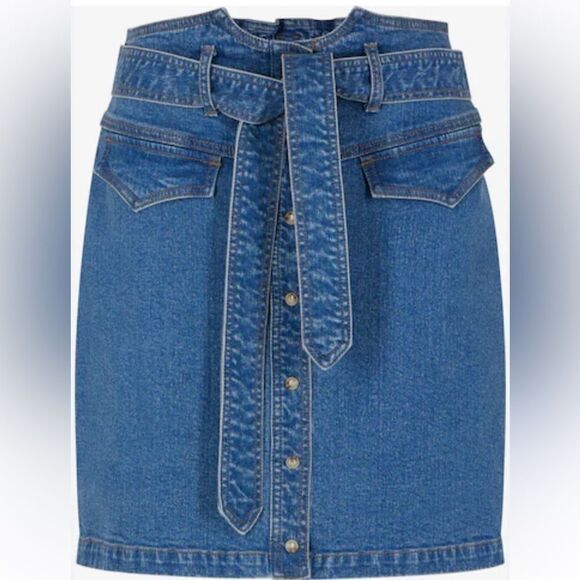 Naf Naf  denim, Skirt, Stone blue I’ll size 36 us size 6 pockets pearl button - Picture 3 of 14